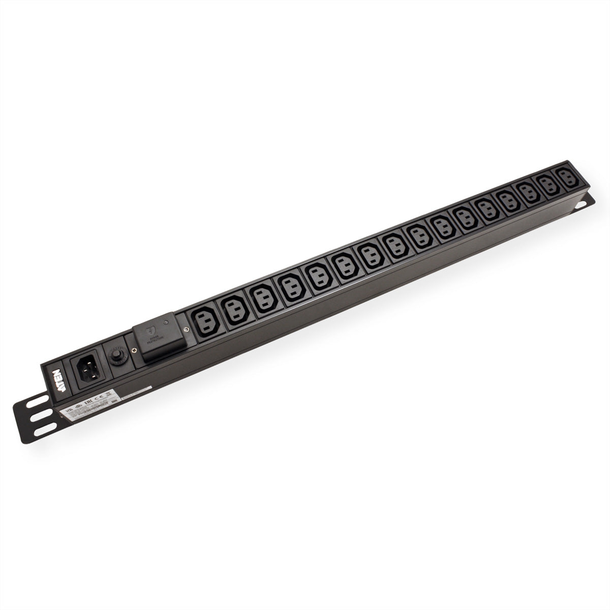 ATEN PE0116SG – Rack-PDU Basic, 16× IEC C13, 10 A, IEC C14 Stecker, 0U vertikal, mit Überspannungsschutz