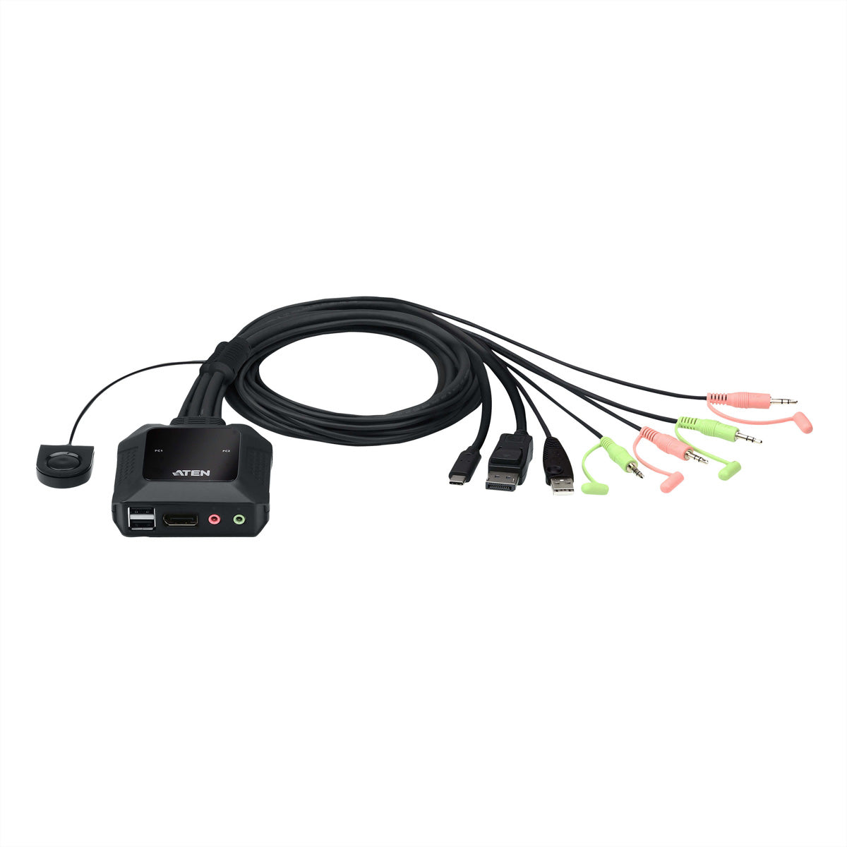ATEN 2-Port DisplayPort KVM-Switch – 4096 × 2160, USB-C/USB-A Konsole, Audio