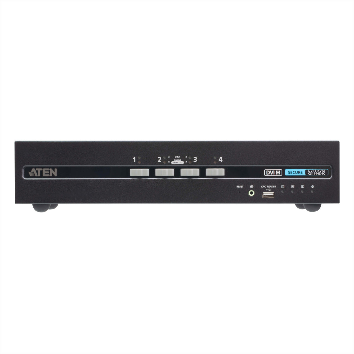 ATEN CS1144D4C – 4-Port DVI Dual-View Secure KVM-Switch – 3840 × 2160, USB 2.0-Hub, Audio, NIAP/PP v4.0