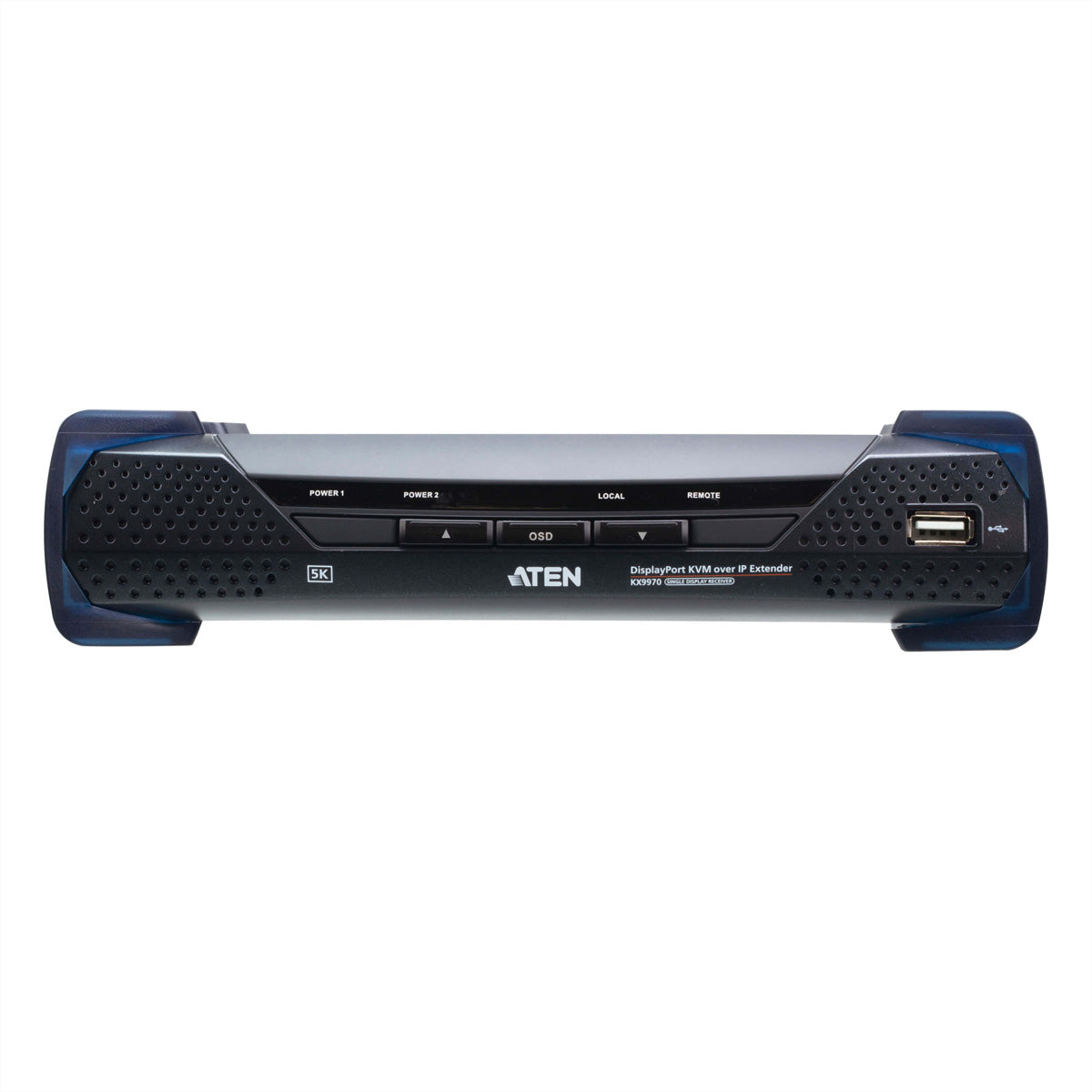 ATEN KX9970R – DisplayPort KVM over IP Empfänger, über IP, 1× DP, 2× SFP, 4× USB‑A, RS‑232, 5K@60 Hz, HDR