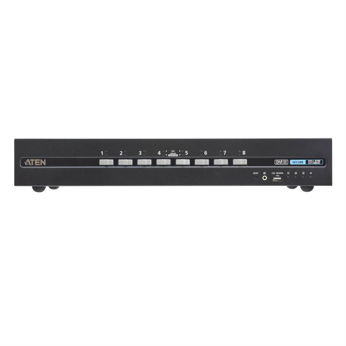 ATEN CS1148D4C – KVM-Switch – 8×DVI-I 4K (3840×2160, 30 Hz), USB, CAC-Reader, 19" Rack, Schwarz