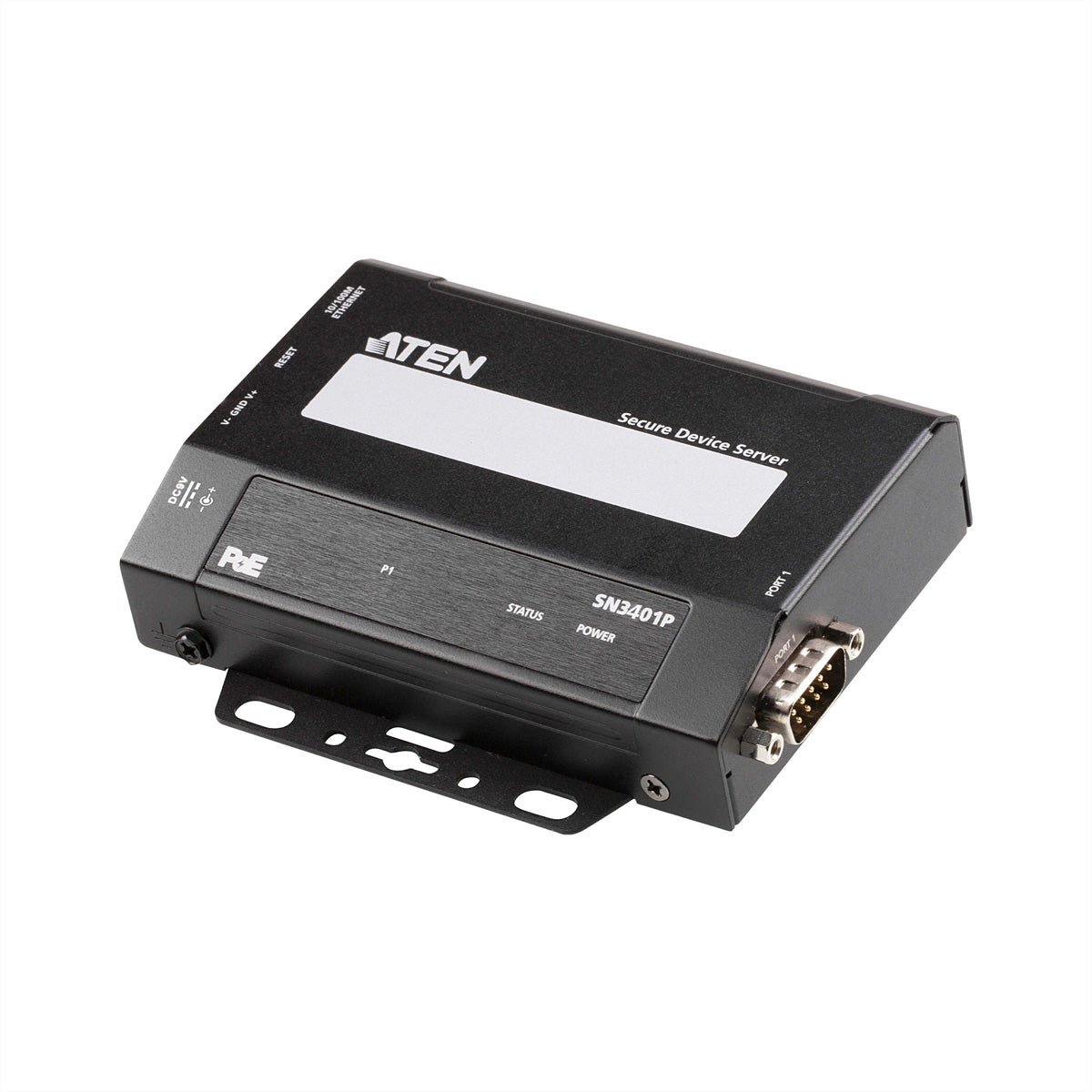 ATEN SN3401P – Serial-over-IP-Server – 1×RS‑232/422/485, 1×RJ45 10/100 Mbit/s, PoE (IEEE 802.3af), DIN-Schiene