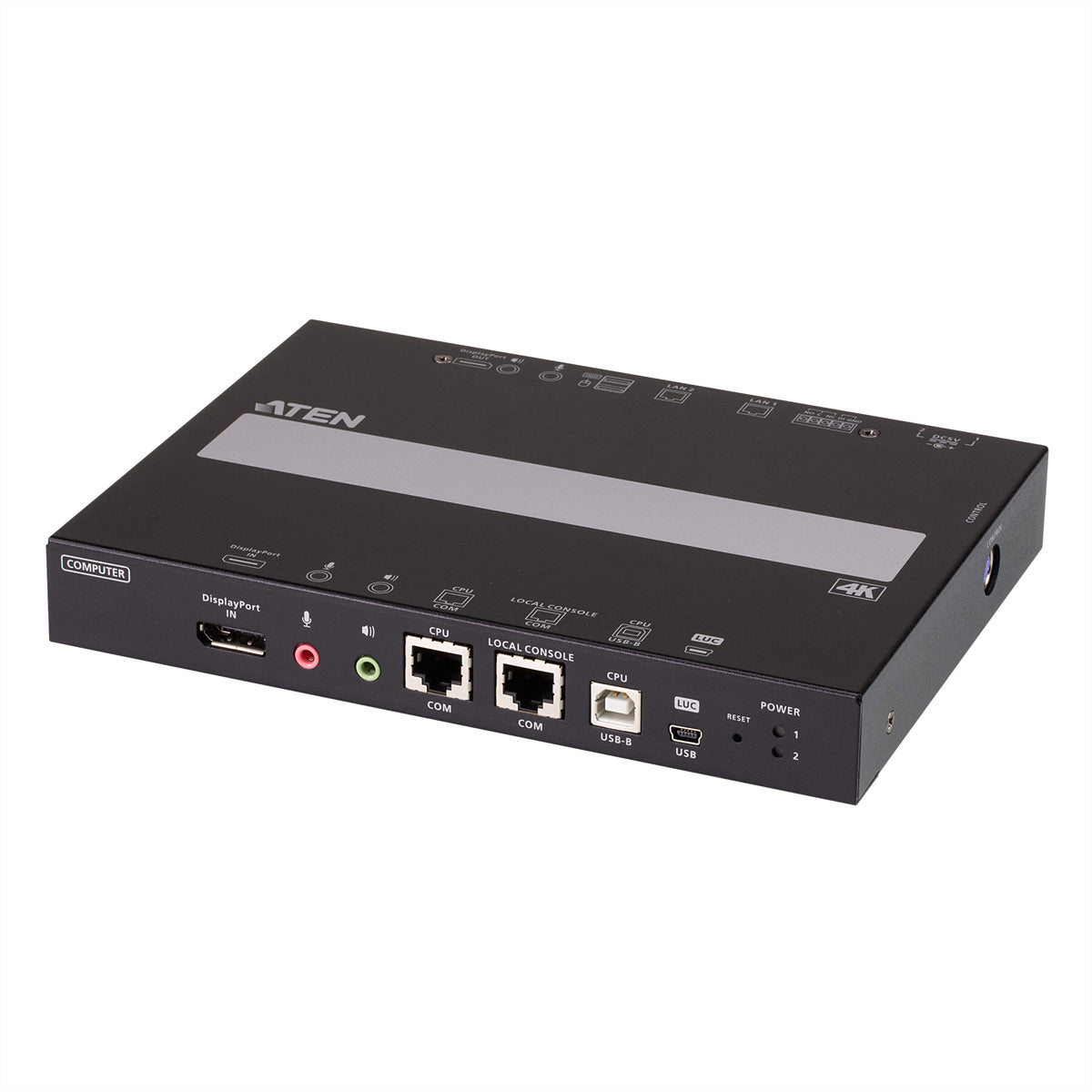 ATEN RCMDP101U – KVM over IP Switch – 1×DisplayPort 4K (4096×2160@30 Hz), 2×LAN, DC, Schwarz