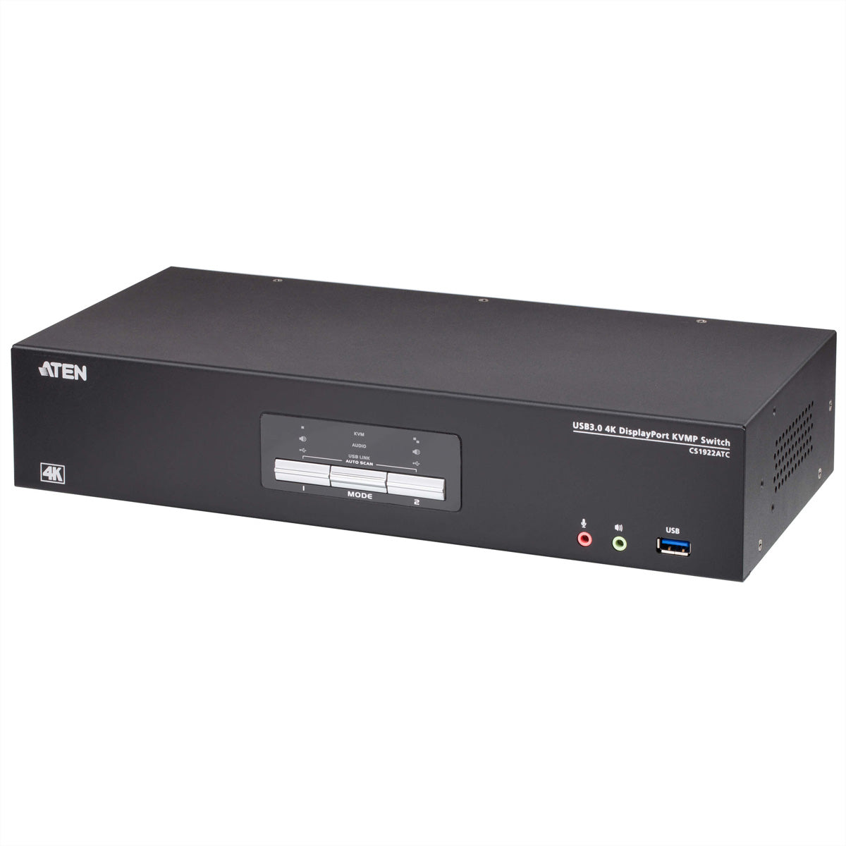 ATEN CS1922ATC – KVM-Switch – 2-Port, 2×DP, USB 3.1 Gen1 (2×Typ-A), 4K 60 Hz, DC-Redundanz