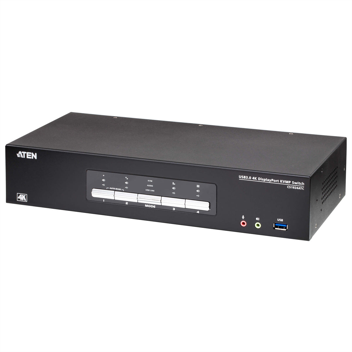ATEN CS1924ATC – KVM-Switch – 4-Port, DP – 4096 × 2160 @ 60 Hz, Audio, für ATC