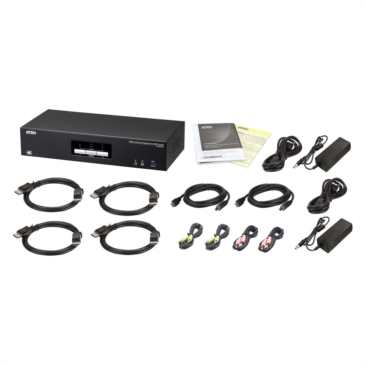 ATEN CS1942ATC KVM-Switch – 2× DP, 2× USB-A, 3,5 mm Audio, für ATC-Systeme