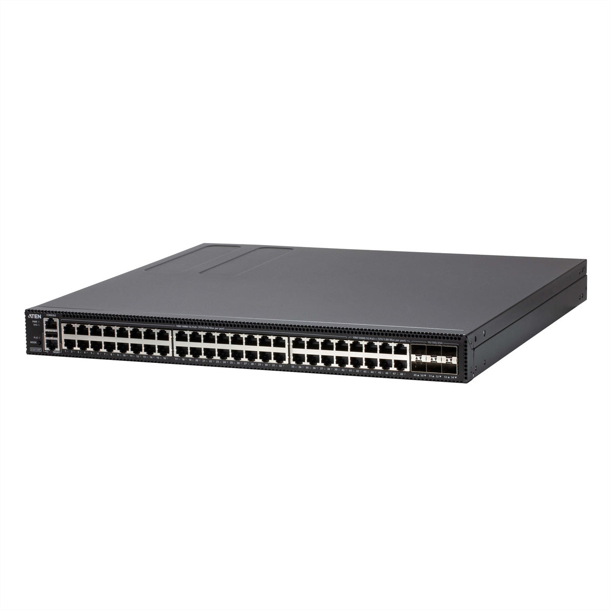ATEN ES0154P – Managed Switch – 48×GbE, 6×SFP28, L2+, PoE++ 740 W, 19" Rack