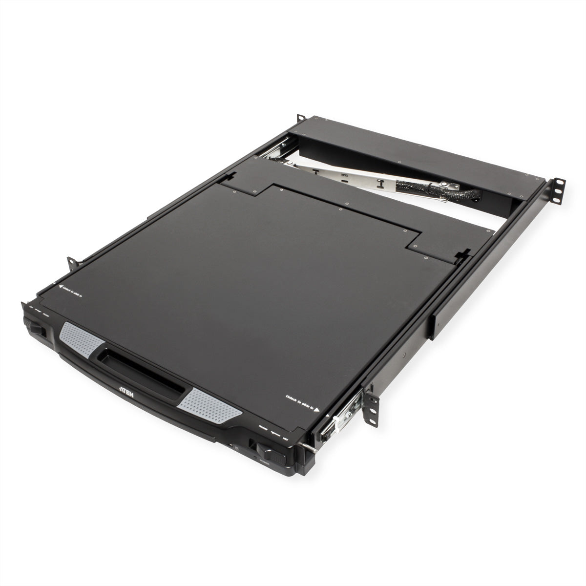 ATEN CL6700MW – 17,3" Rack-LCD-Konsole – 1-Port DVI/HDMI/VGA, 1920 × 1080/60 Hz, USB 2.0, Audio, IT-Layout – 1