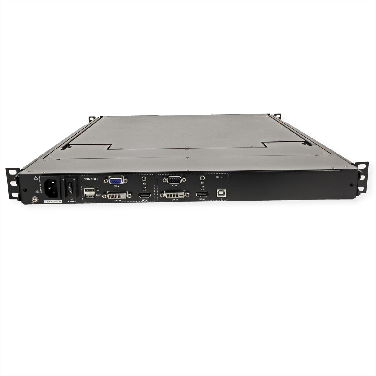 ATEN CL6700MW – 17,3" Rack-LCD-Konsole – 1-Port DVI/HDMI/VGA, 1920 × 1080/60 Hz, USB 2.0, Audio, IT-Layout – 1