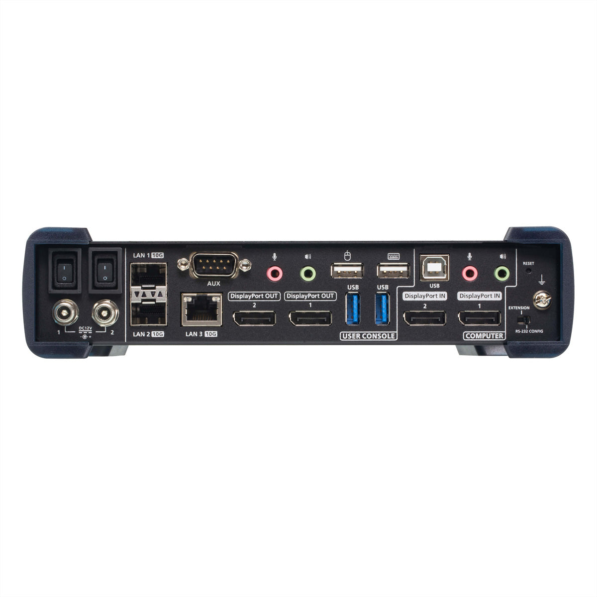 ATEN KX9980R KVM-Receiver (DisplayPort, Dual Display) – 5K (5120 × 2880) @ 30 Hz, 1× RJ-45, 5× USB-A, Schwarz