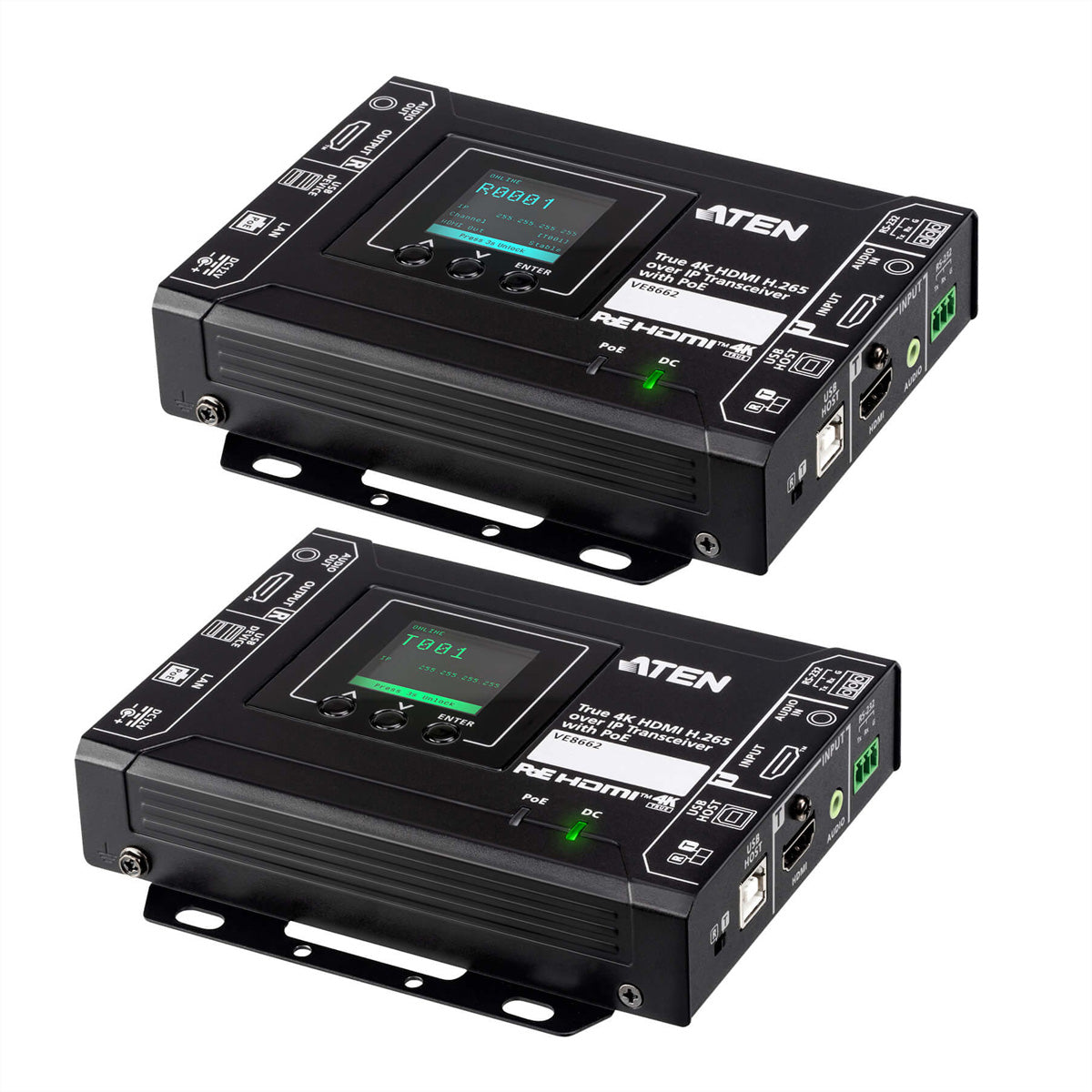 ATEN VE8662 – HDMI Extender-Set, über IP (H.265), 4K@60 Hz, 100 m, HDR, PoE, HDCP 2.2/2.3
