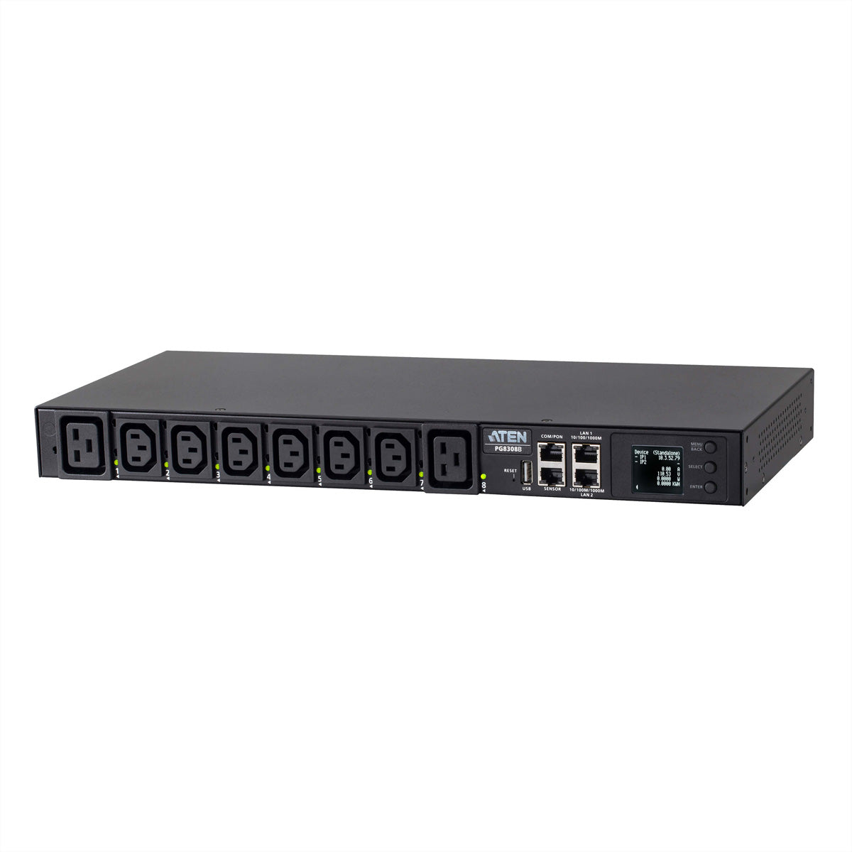 ATEN PG8308G – Rack-PDU gemessen, geschaltet, 6× IEC C13 + 2× IEC C19, 32 A, Stecker IEC 60309, 1U