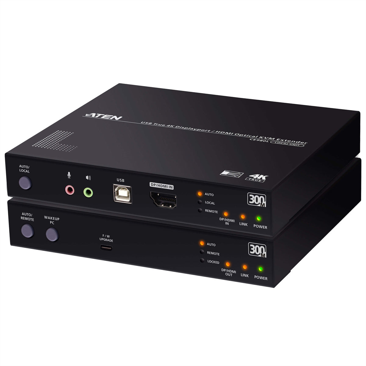 ATEN CE980 – Optischer KVM-Extender – True 4K (4096×2160 bei 60 Hz), DP/HDMI, USB 2.0, 300 m, Schwarz