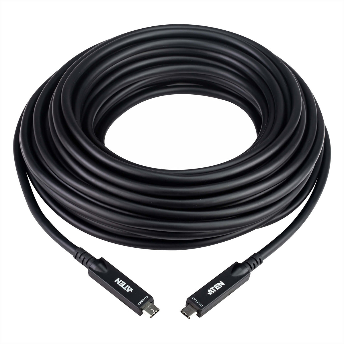 ATEN USB-C auf USB-C Kabel – USB 3.2 Gen 2 (10 Gbit/s) – 15 m – PD 60 W – 4K/60 (DP 1.4/2.1) – Schwarz