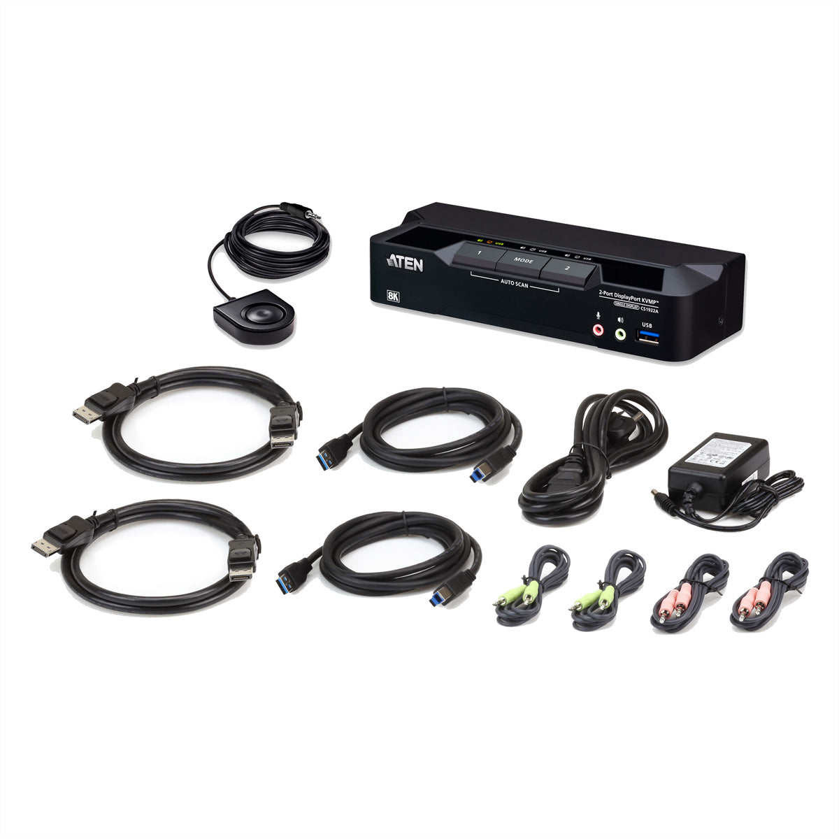 ATEN CS1922A – 2-Port DP KVM-Switch – 8K/60 Hz, USB 3.0-Hub, Audio
