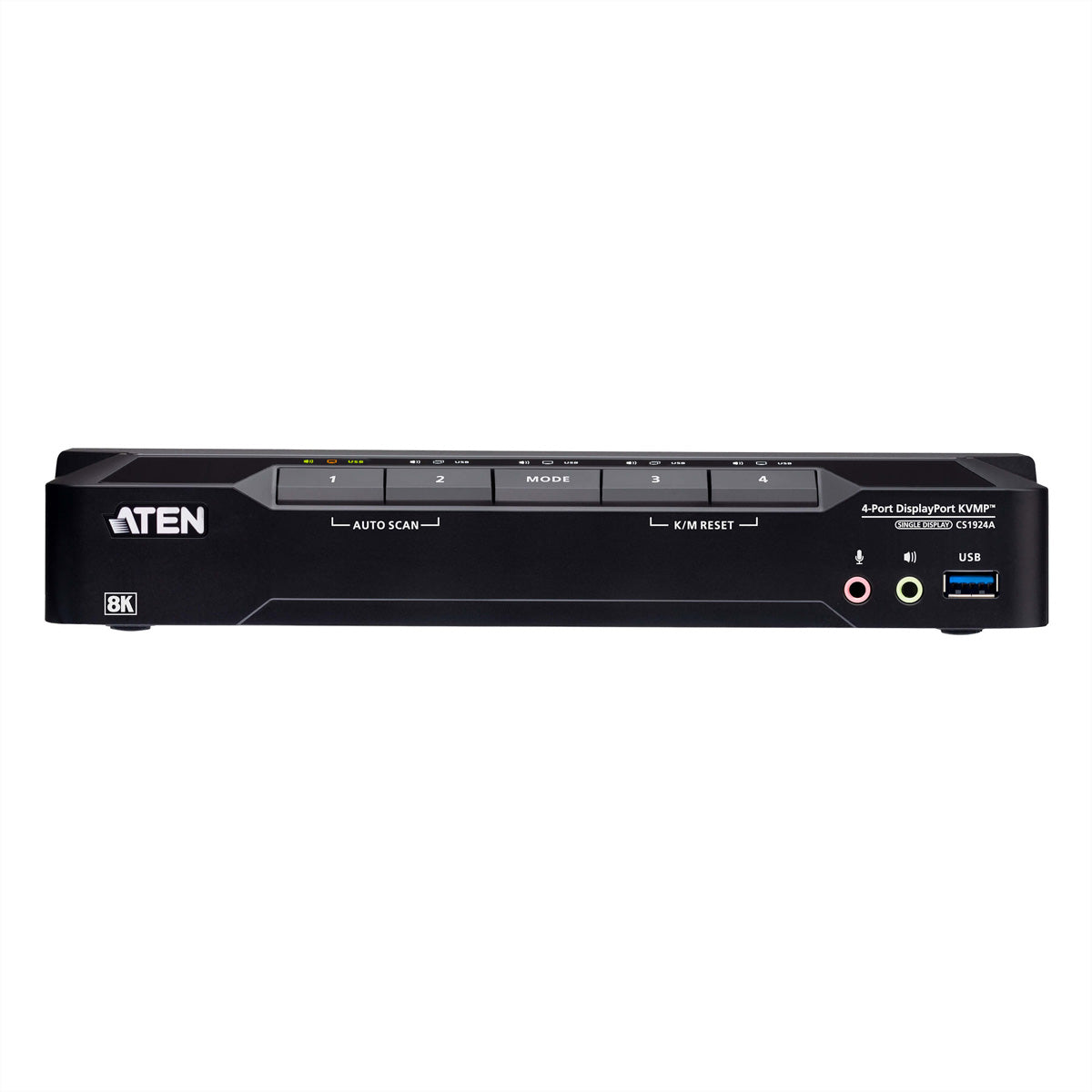 ATEN CS1924A KVM-Switch – DP (8K), 2× USB-A, 4× USB-B, 3,5 mm Audio
