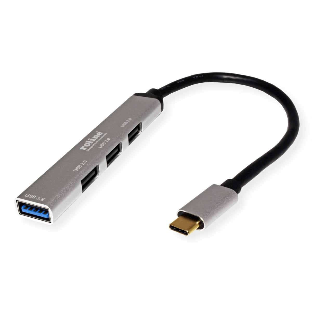 ROLINE USB-Hub – USB-C, 4× USB-A, für iPad Pro/Mac/Notebook