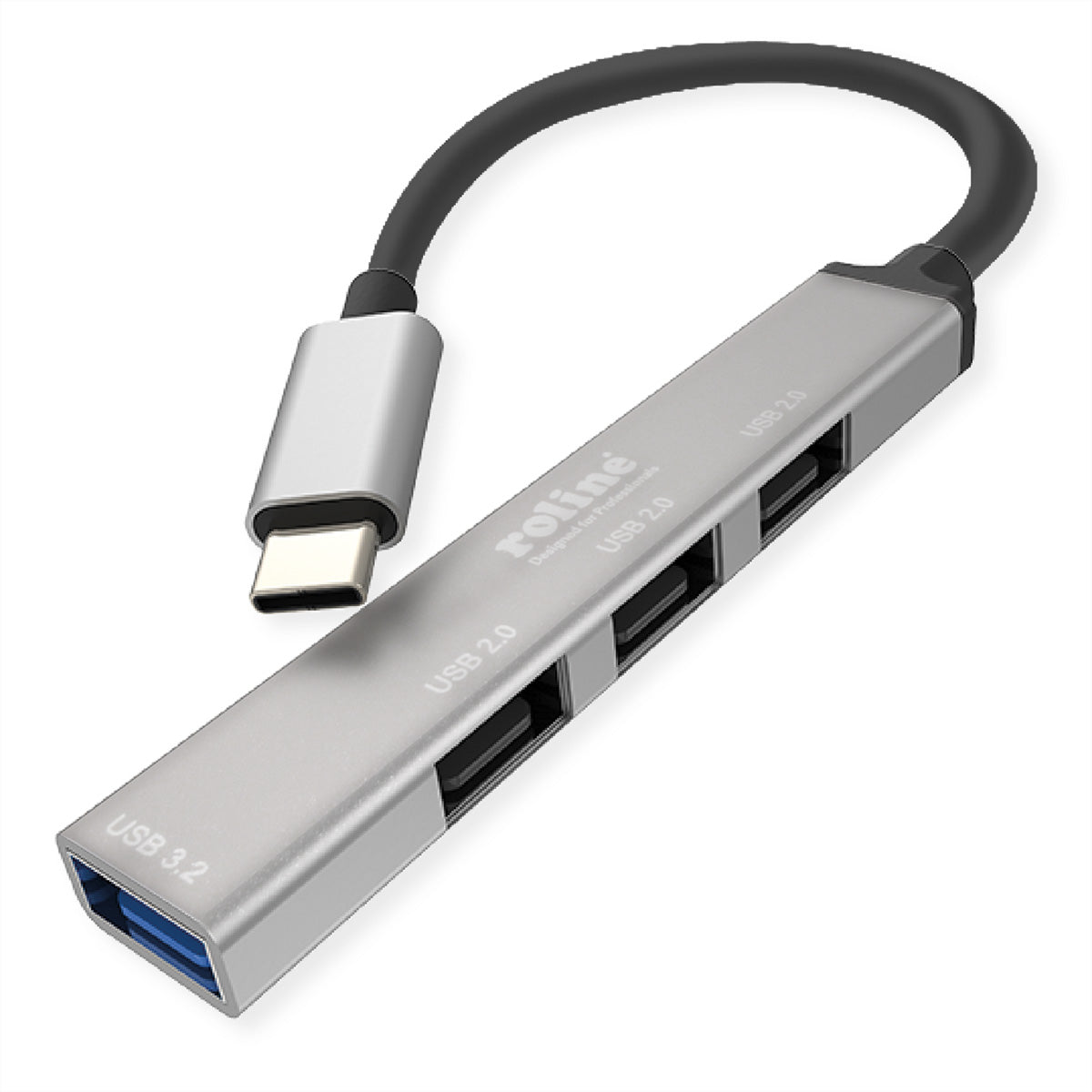 ROLINE USB-Hub – USB-C, 4× USB-A, für iPad Pro/Mac/Notebook