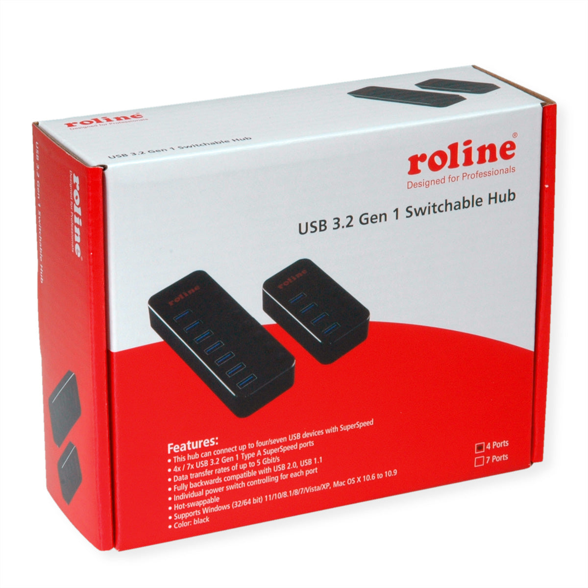 ROLINE USB-Hub – USB-A, 4× USB-A