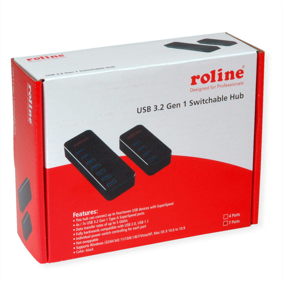 ROLINE USB-Hub – USB 3.2 Gen 1, 7× USB-A