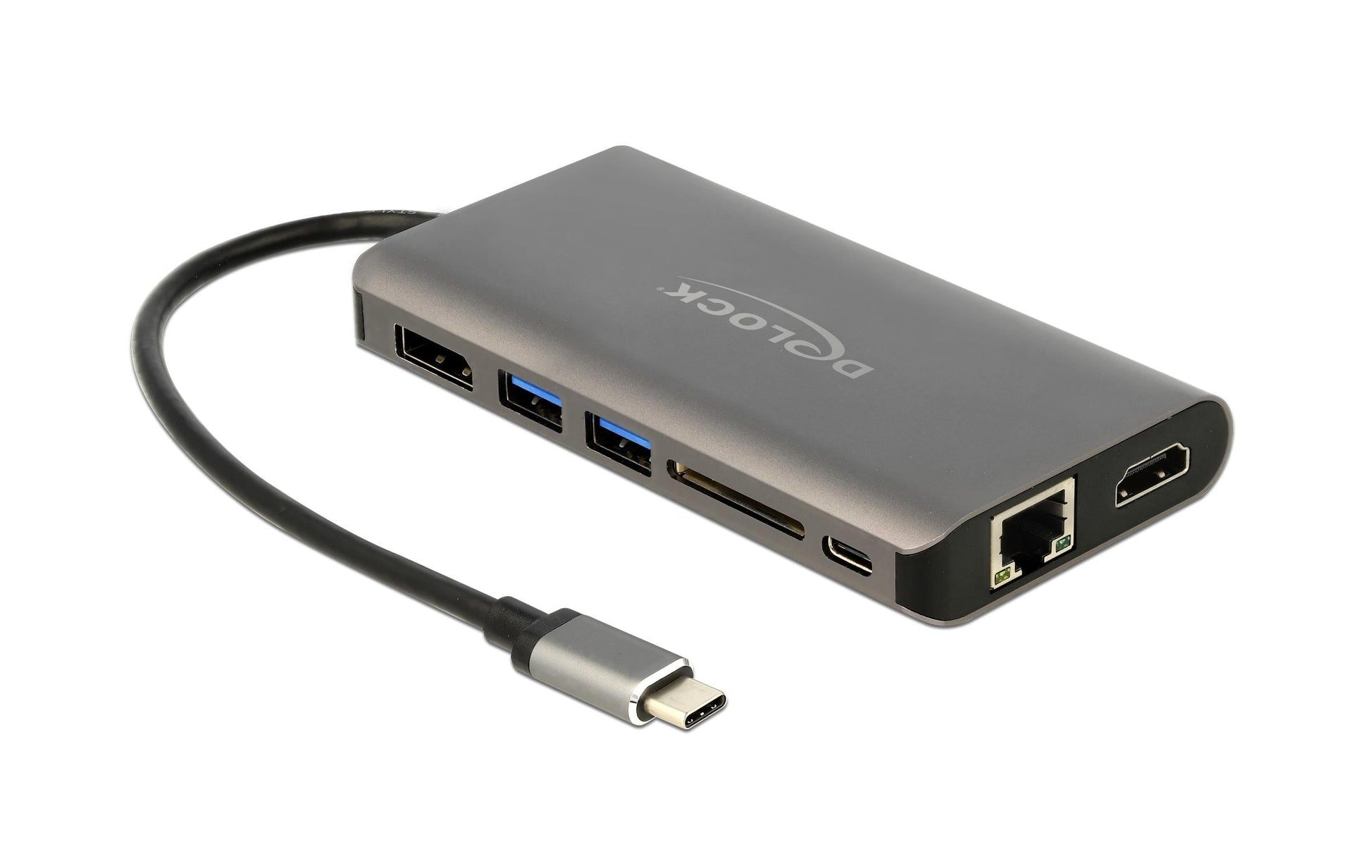 DeLOCK 87683 Dockingstation – USB-C, 1× DP, 1× HDMI, 2× USB-A, GbE, SD, für Windows/Mac/ChromeOS