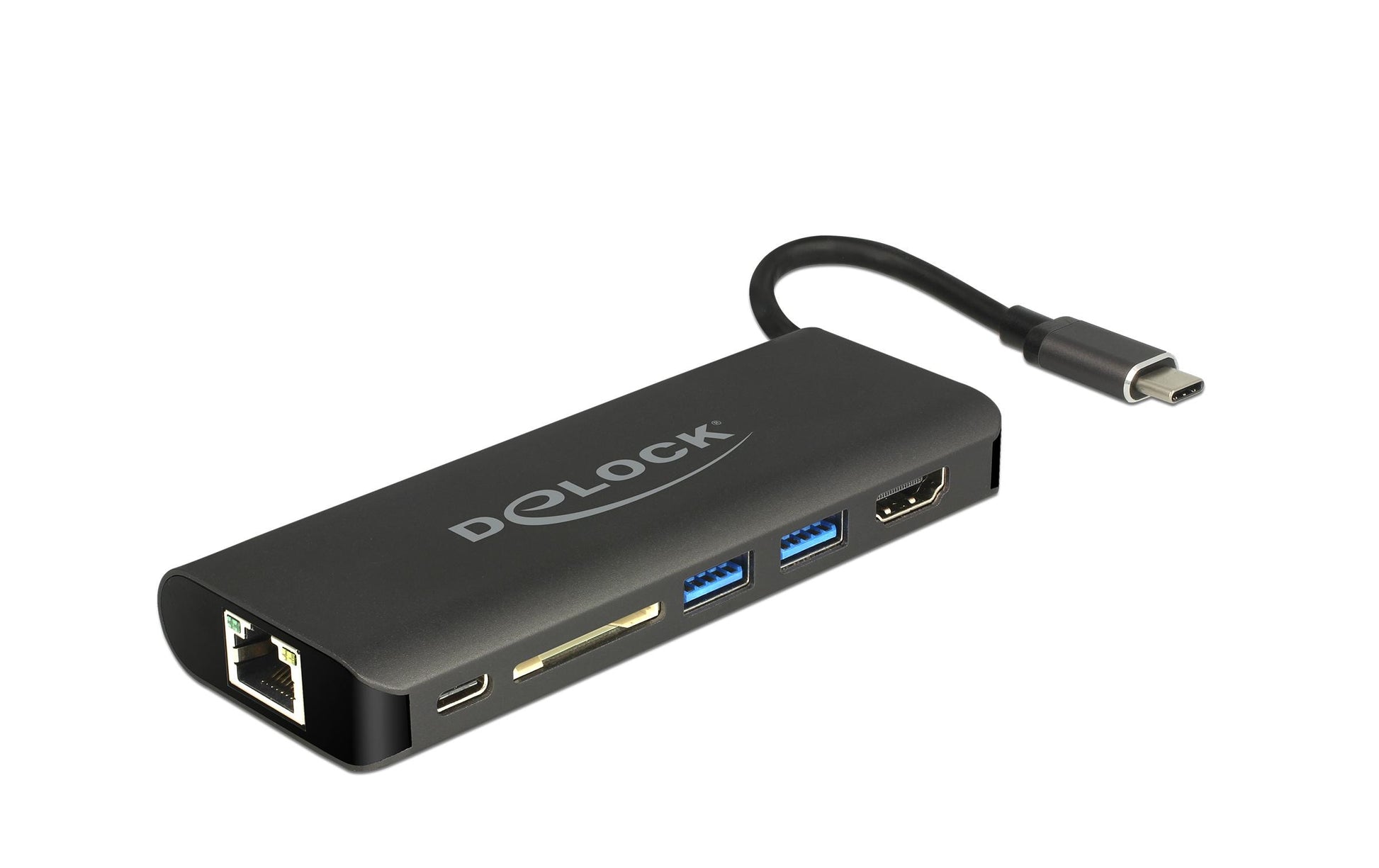 DeLOCK 87721 Dockingstation – USB-C, 1× HDMI, 2× USB-A, 2× USB-C, GbE, SD, für Windows/Mac/Linux