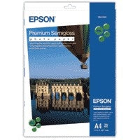 Epson Premium Semigloss Fotopapier – seidenglänzend, A4, 251 g/m², 20 Blatt, für Inkjet