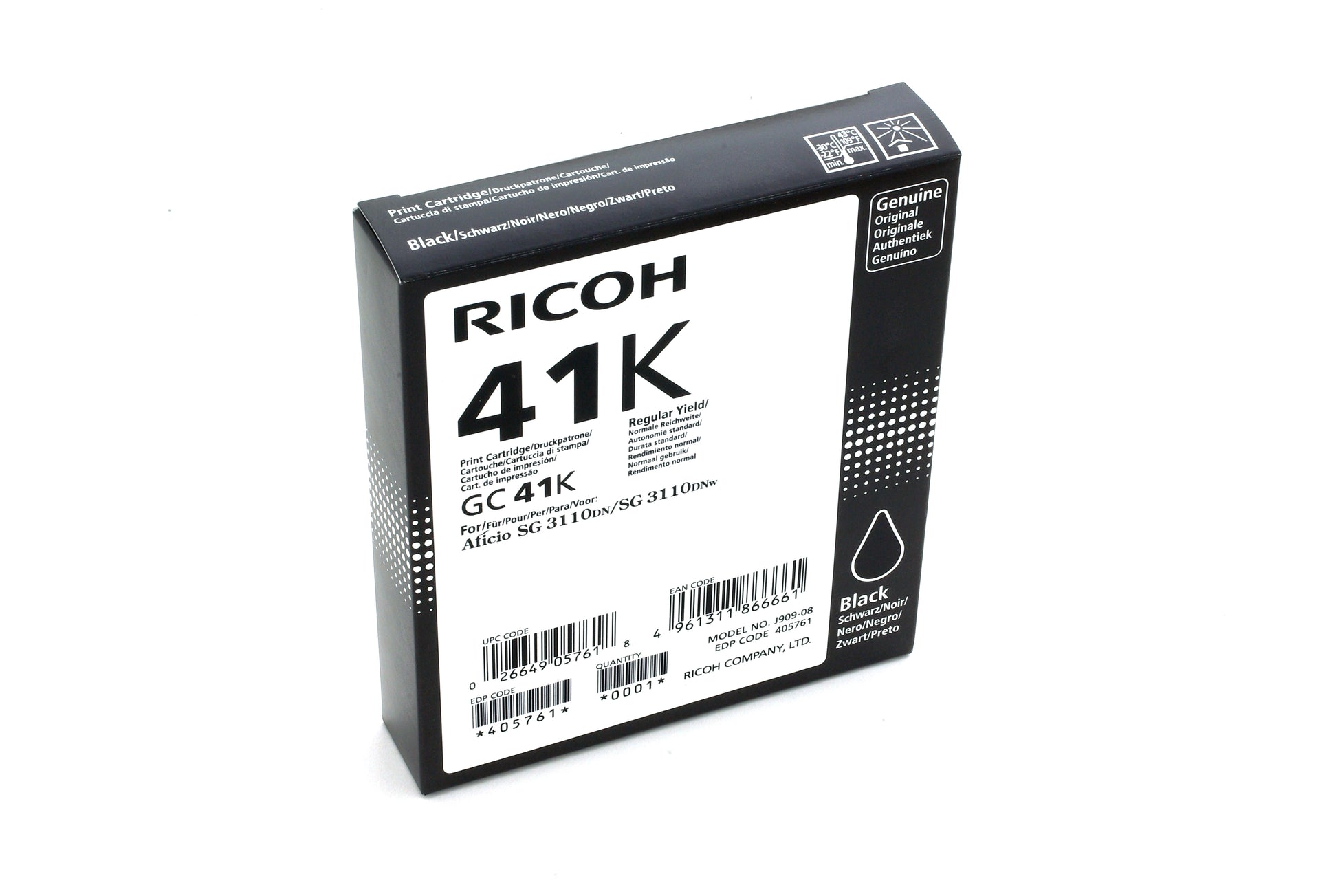 Ricoh Tintenpatrone GC-41 K, Schwarz, 2'500 Seiten – für Color-Laserdrucker/Multifunktionsgeräte