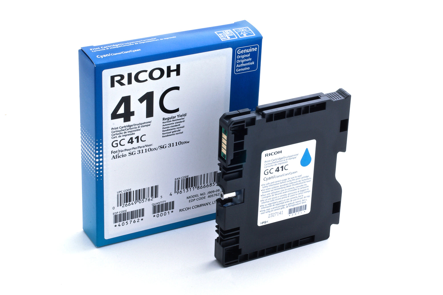 Ricoh Tintenpatrone GC-41 C, Cyan, 2'200 Seiten – für Color-Laserdrucker/Multifunktionsgeräte