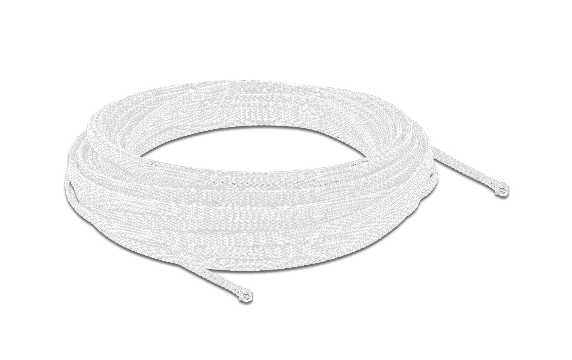DeLOCK Kabelschlauch, Ø 3 mm × 10 m, selbstschliessend, zuschneidbar, hitzebeständig – weiss