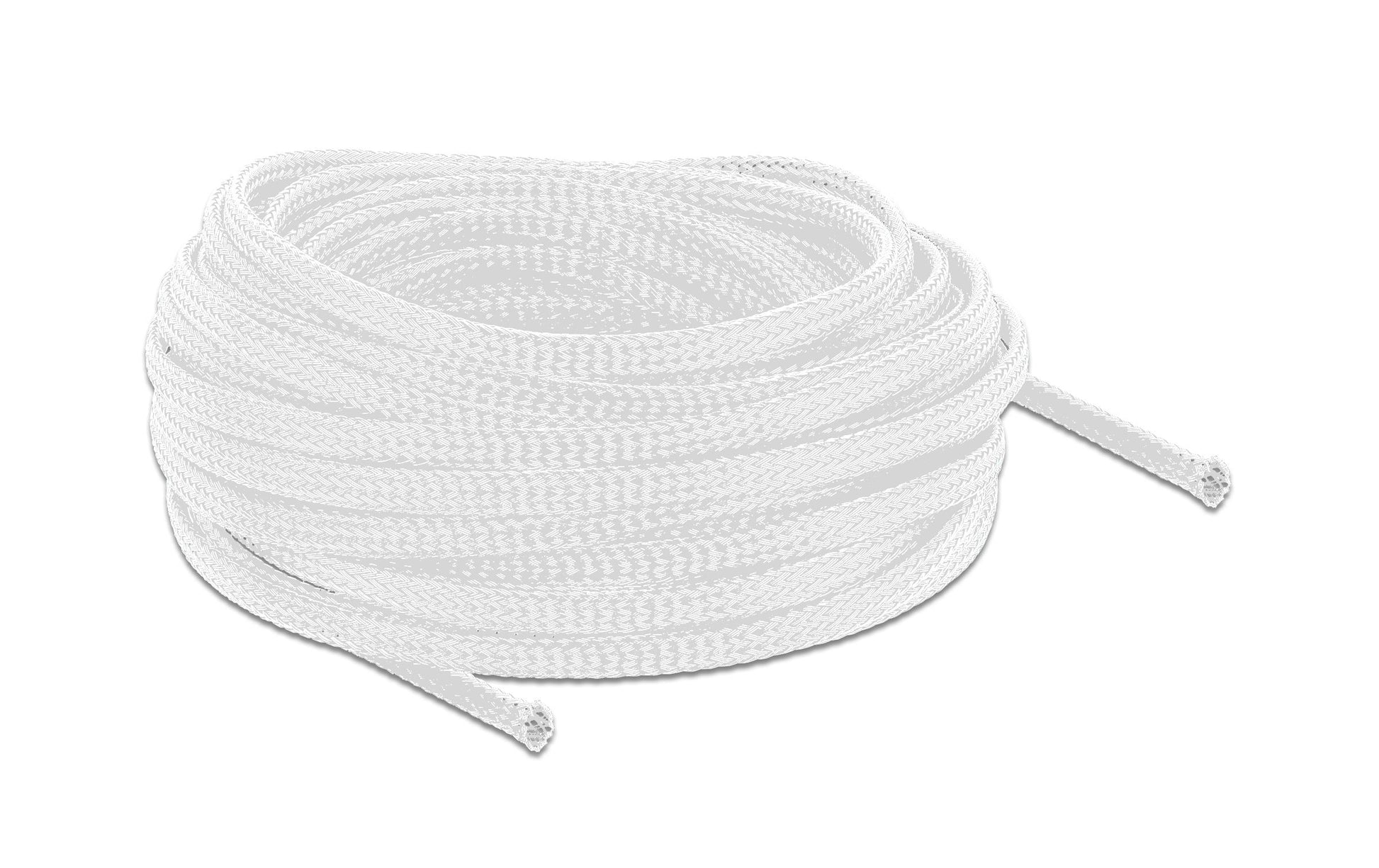 DeLOCK Kabelschlauch Ø 6 mm × 10 m, elastisch, selbstschliessend, schneidbar, hitzebeständig – weiss