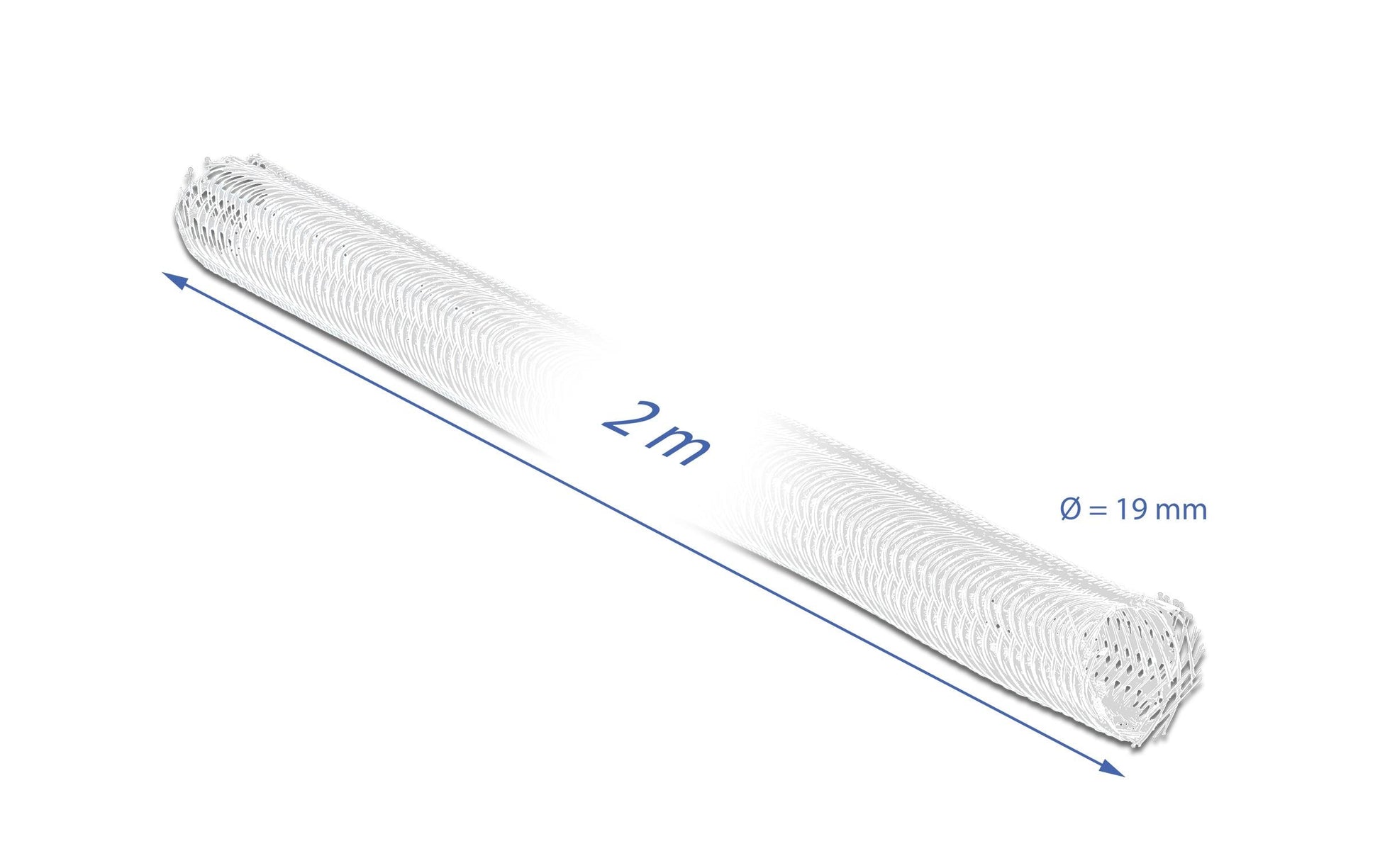 DeLOCK Kabelschlauch, Ø 19 mm × 2 m, selbstschliessend, zuschneidbar, hitzebeständig – weiss