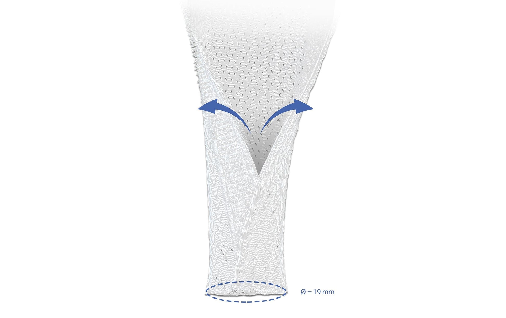 DeLOCK Kabelschlauch Ø 32 mm × 2 m, selbstschliessend, zuschneidbar, hitzebeständig – weiss