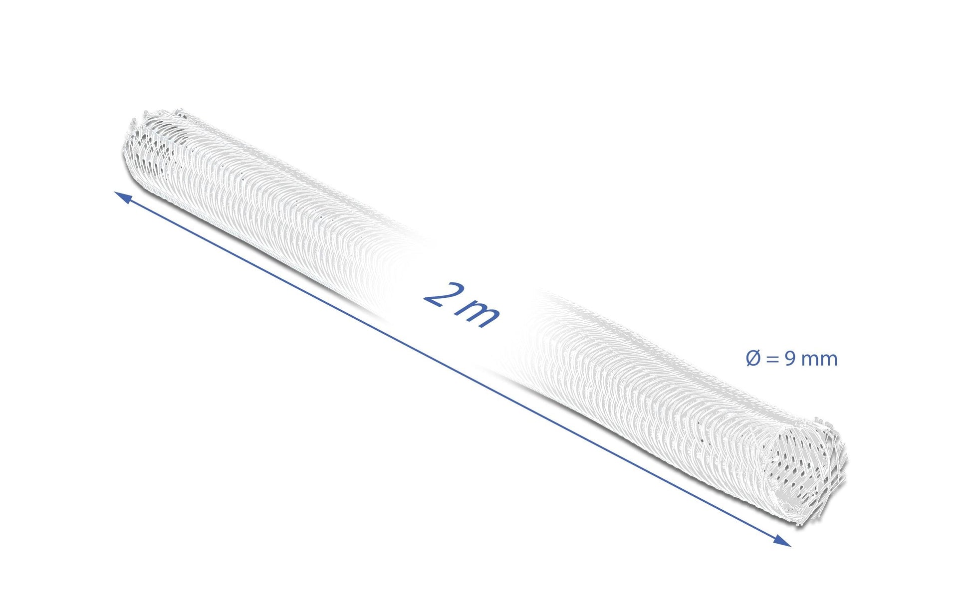 DeLOCK Kabelschlauch, Ø 9 mm × 2 m, selbstschliessend, zuschneidbar – weiss