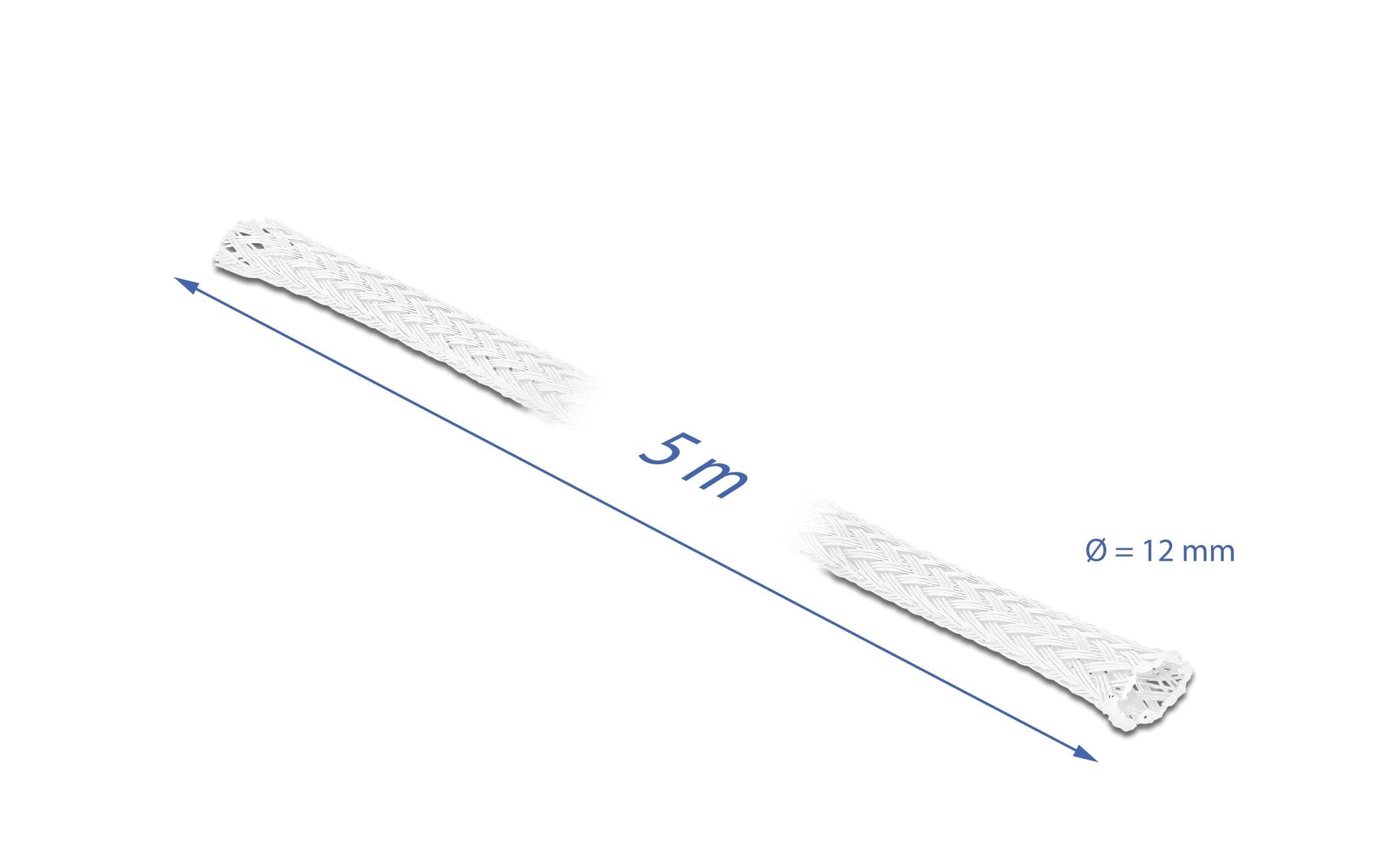 DeLOCK Kabelschlauch, Ø 12 mm × 5 m, zuschneidbar, hitzebeständig – weiss
