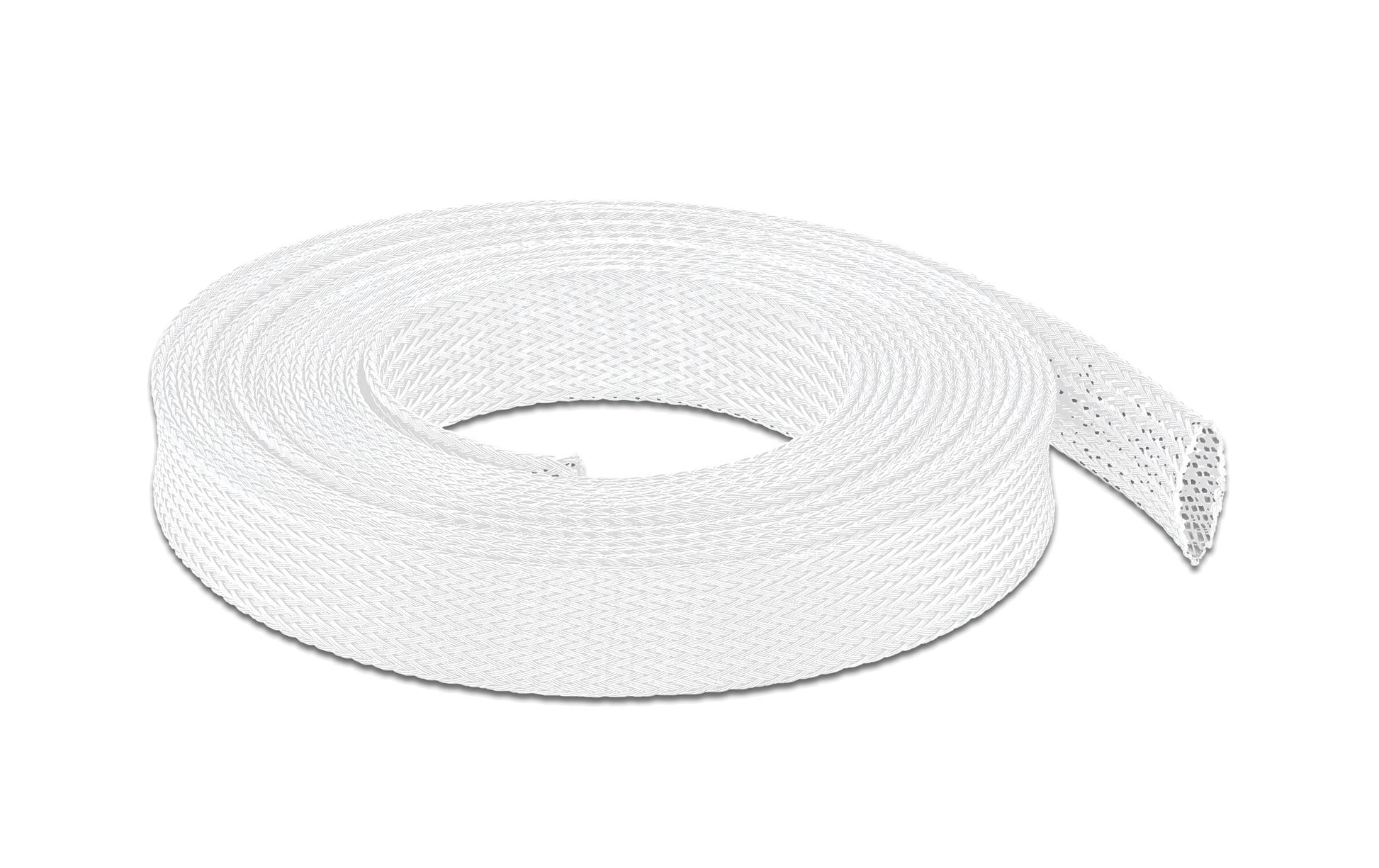 DeLOCK Kabelschlauch, Ø 14–30 mm × 5 m, Polyester, wiederverwendbar, −40–125 °C – Weiss