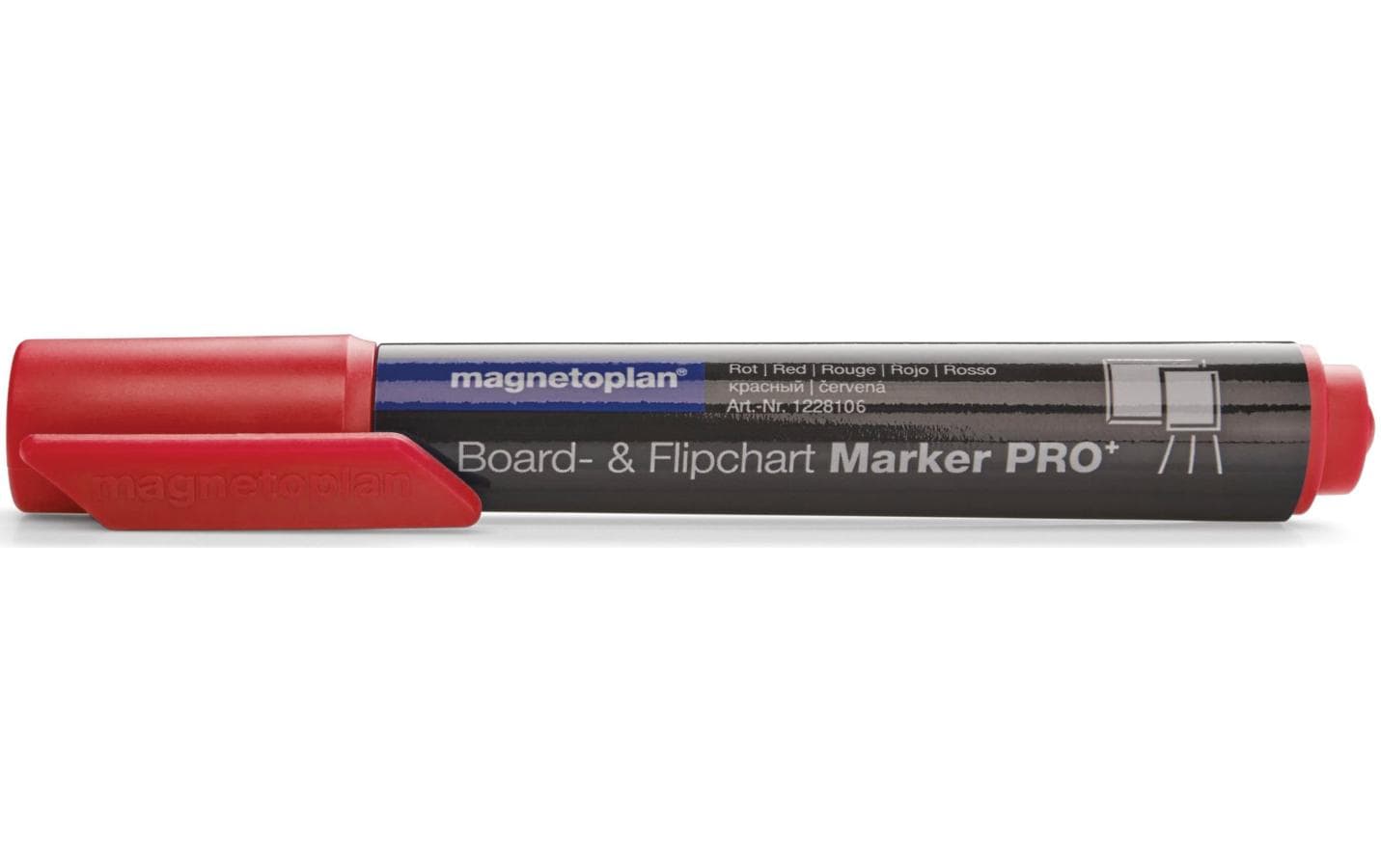 Magnetoplan Flipchart-Marker – Rundspitze 1,5–3 mm, Rot, 4 Stk., feucht abwischbar – für Flipcharts/Papier
