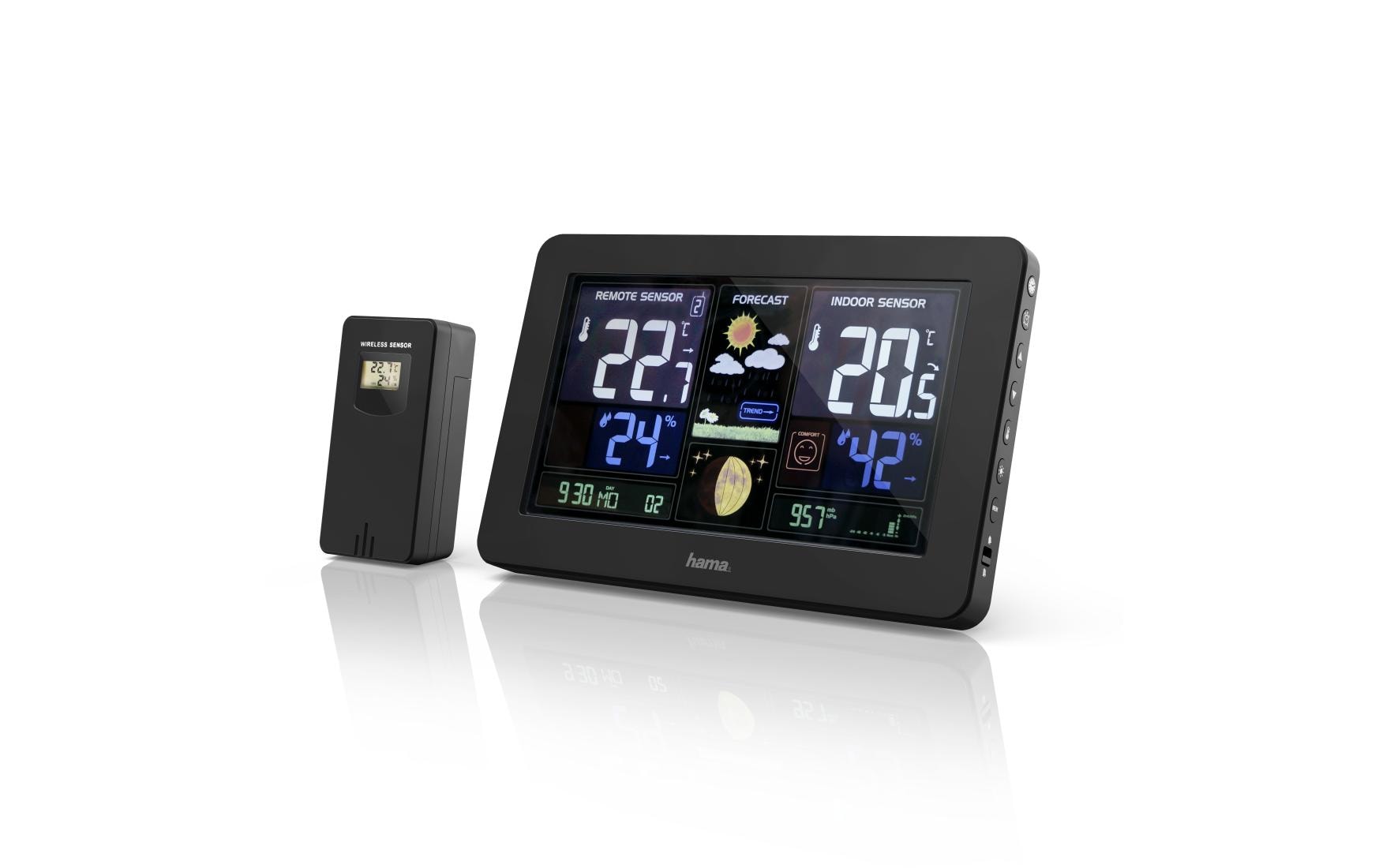 Hama Wetterstation Premium Temperatur-/Feuchtesensor – Kabellos, −20–60 °C, 20–95 %, Innen/Aussen