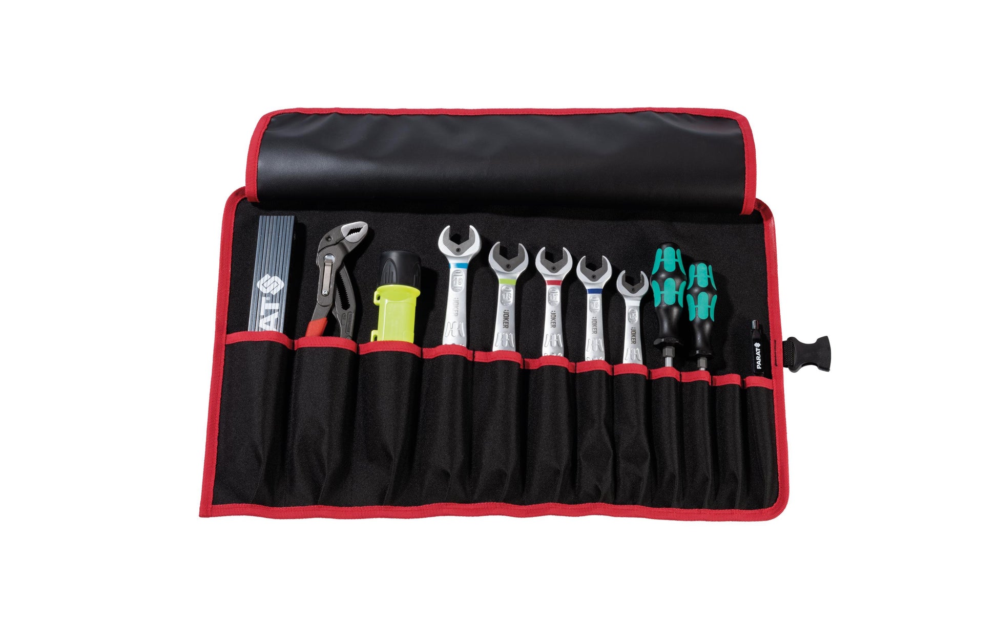 Parat Basic Roll-Up Case 12 Rolletui 12 Fächer – mit Schultergurt, Rot, Nylon, B 540 × H 330 × T 50 mm