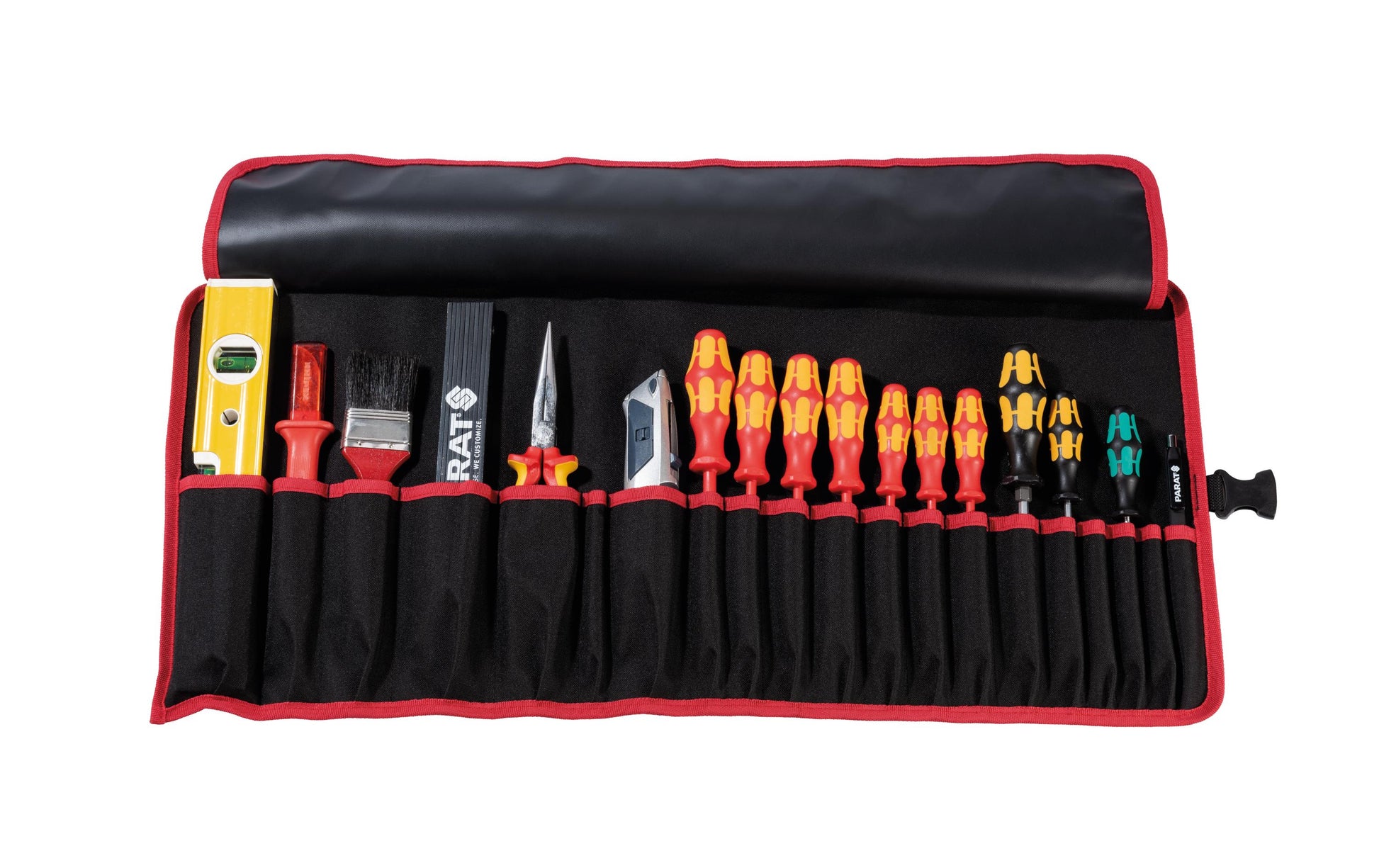 Parat Basic Roll-Up Case 20 Roll-Up Case 20 Fächer – mit Schultergurt, Rot, Nylon, B 740 × H 330 × T 50 mm