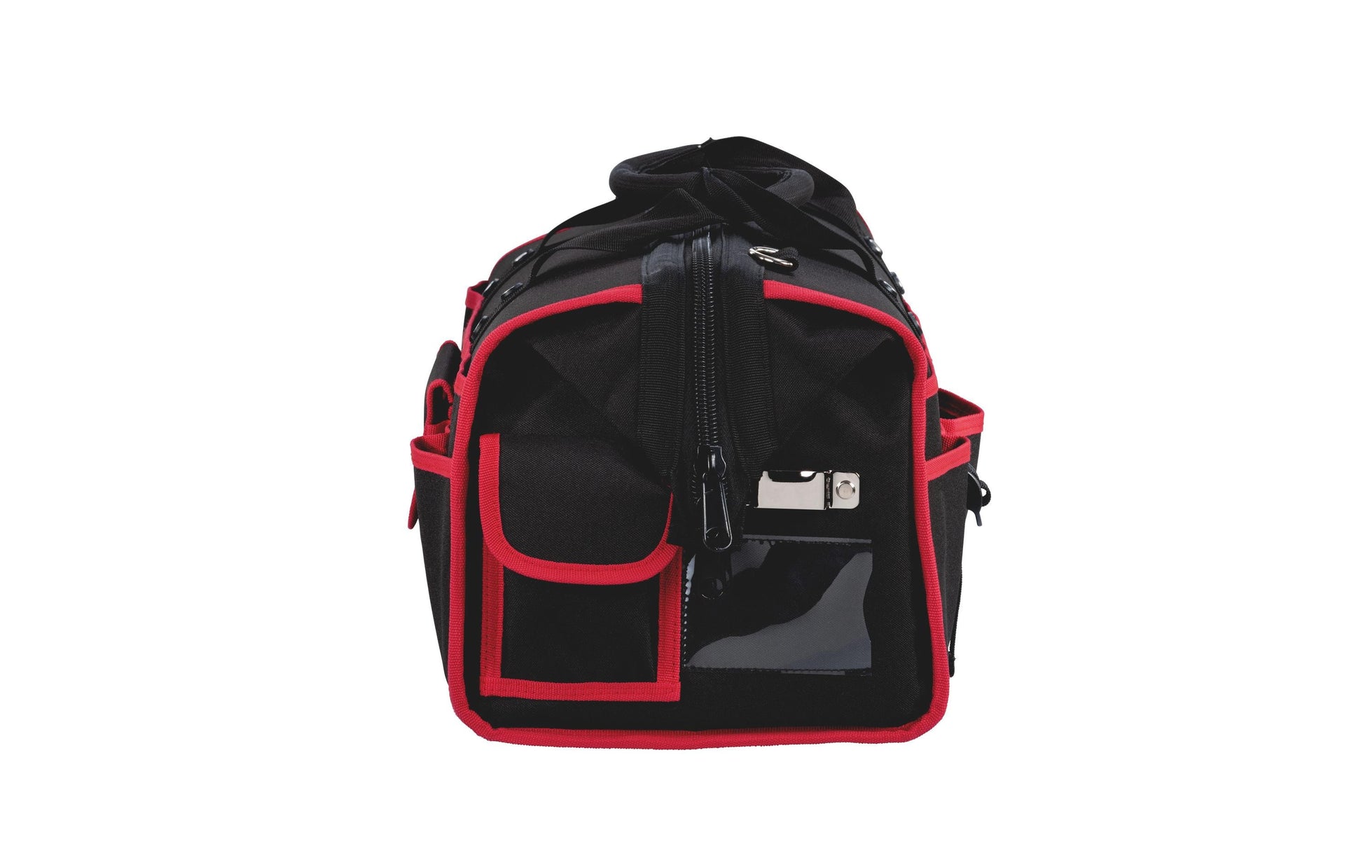 Parat Werkzeugtasche – Schultergurt, 30 Fächer, abschliessbar, Schwarz/Rot, Nylon, B 465 × H 350 × T 270 mm
