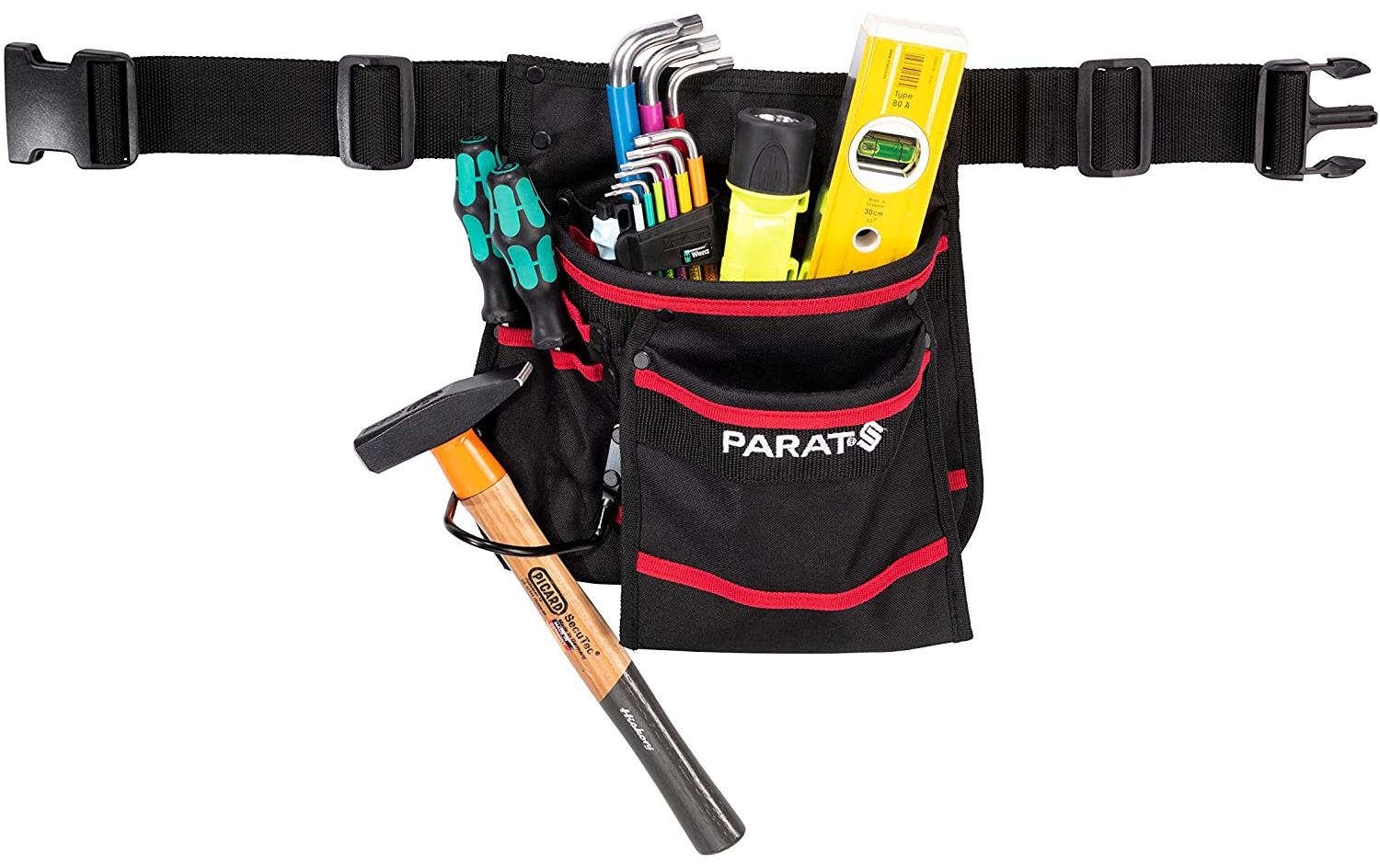 Parat Parabelt M Gürteltasche – mit Schultergurt, 9 Fächer, Rot, Nylon, B 300 × H 240 × T 100 mm