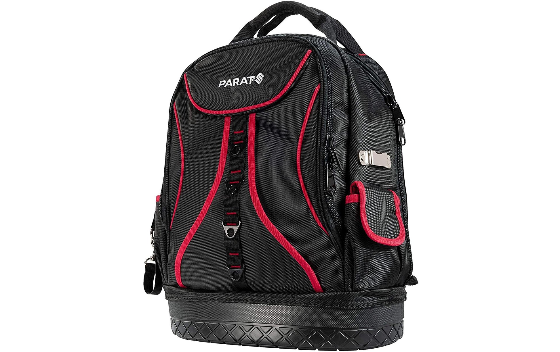 Parat Werkzeugrucksack – 18 Fächer, mit Schultergurt, mit Griff, Rot, Nylon, B 360 × H 440 × T 170 mm