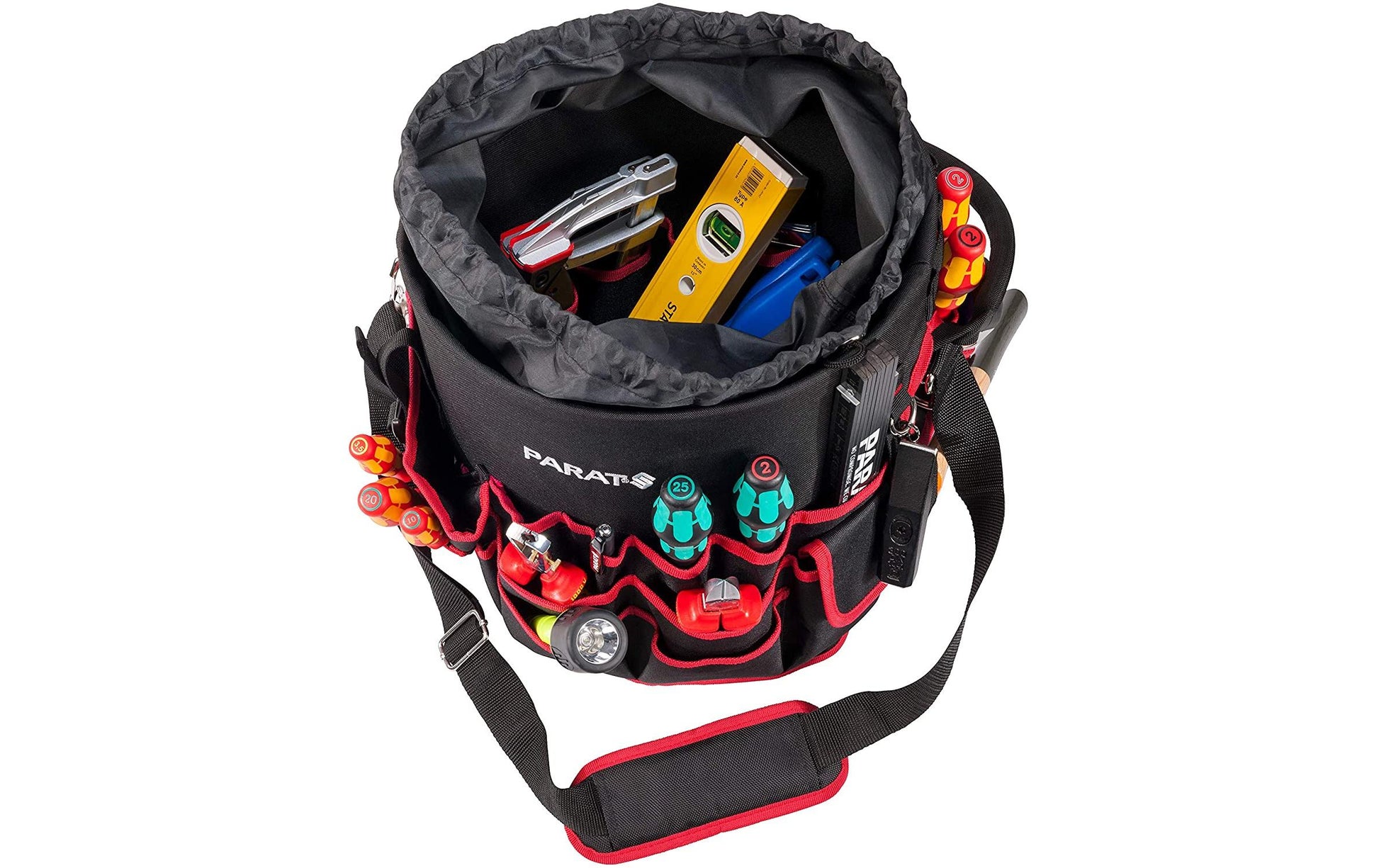 Parat Basic Werkzeugtasche – mit Schultergurt, 49 Fächer, Rot, Nylon, B 305 × H 370 × T 305 mm
