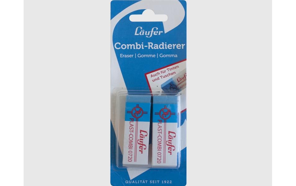 Läufer Radierer – für Kugel- und Faserschreiber – 65 × 12 × 21 mm – Kunststoff – transparent – 2er-Pack