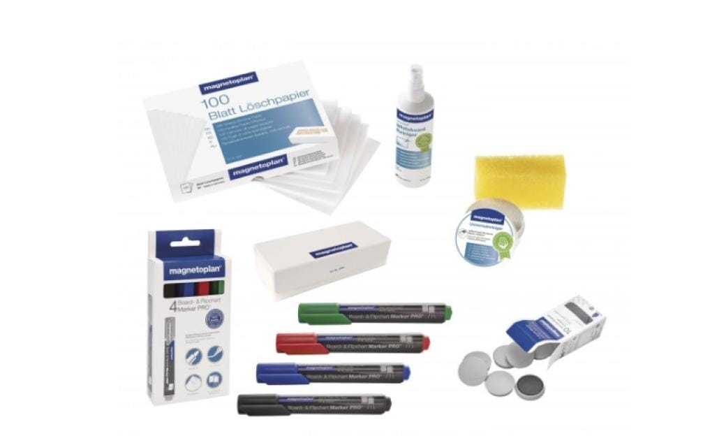 Magnetoplan Starter-Kit, inkl. Reiniger, Wischer, 4 Marker – für Whiteboards