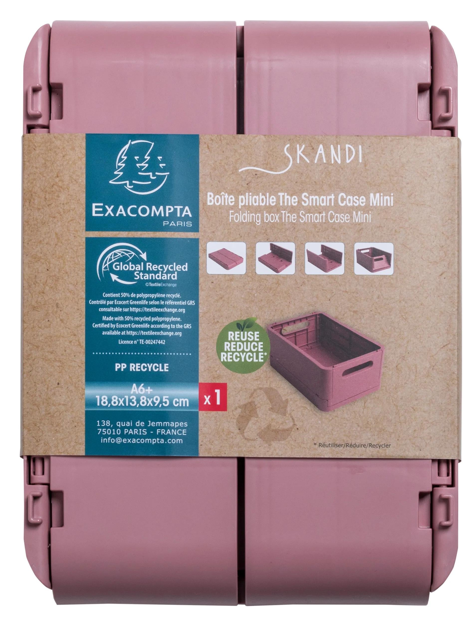 Exacompta Skandi Aufbewahrungsbox – für A6+, klappbar, altrosa, Polypropylen (PP), B 188 × H 95 × T 138 mm