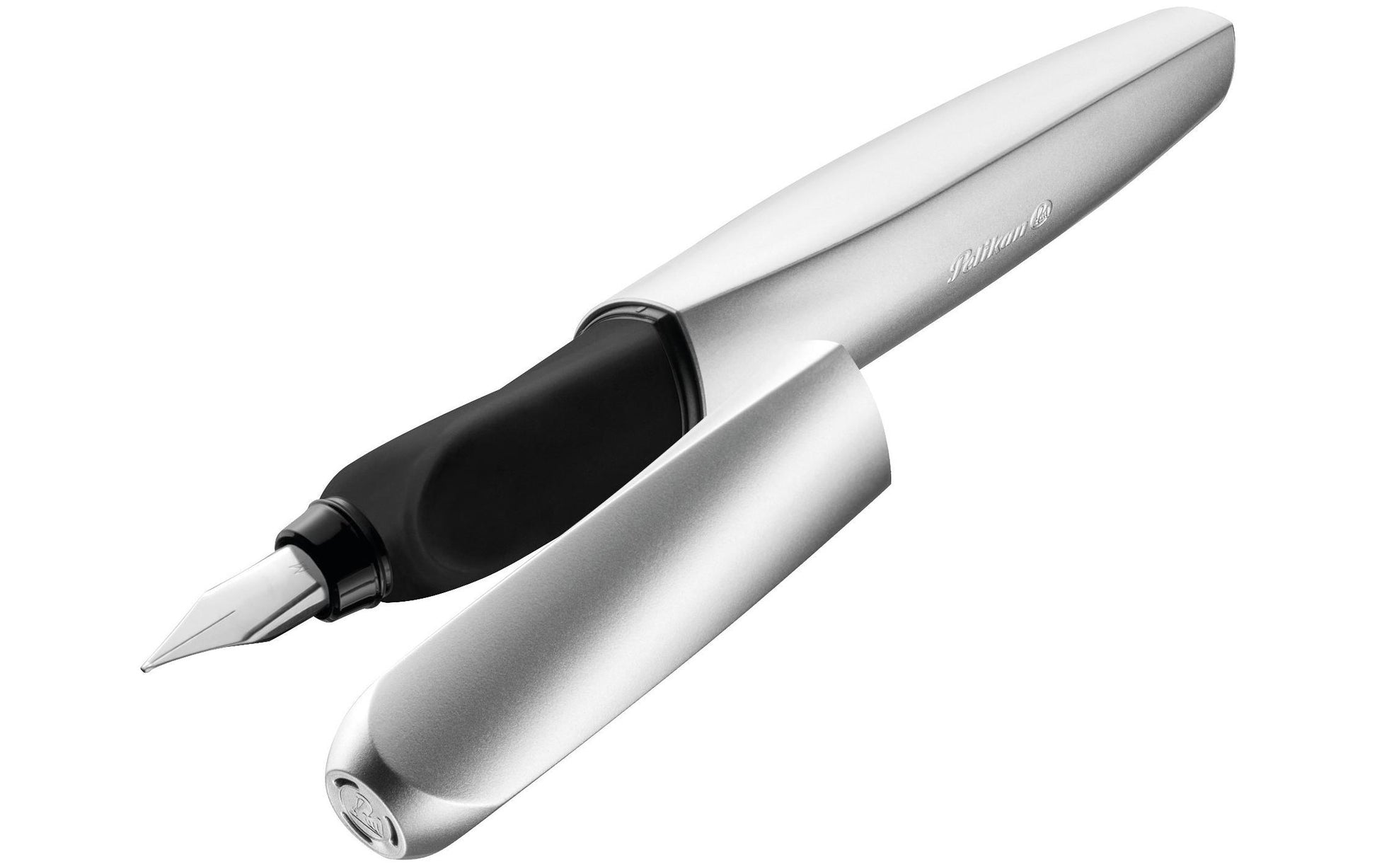 Pelikan Twist – Federspitze M – für Rechts- & Linkshänder – Silber, Blau – Patronen
