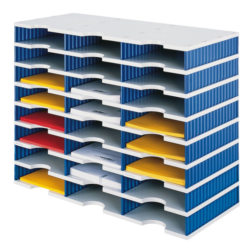 Styrodoc trio Aufbewahrungsbox – 24 Fächer, 723 × 573 × 331 mm, blau, grau, Kunststoff (PS)