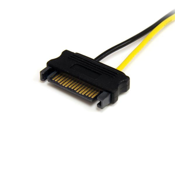 StarTech.com SATA-auf-8-Pin-PCIe-Y-Kabel Stromkabel – SATA 15-Pin zu PCIe 8-Pin, 0,15 m, Schwarz/Gelb